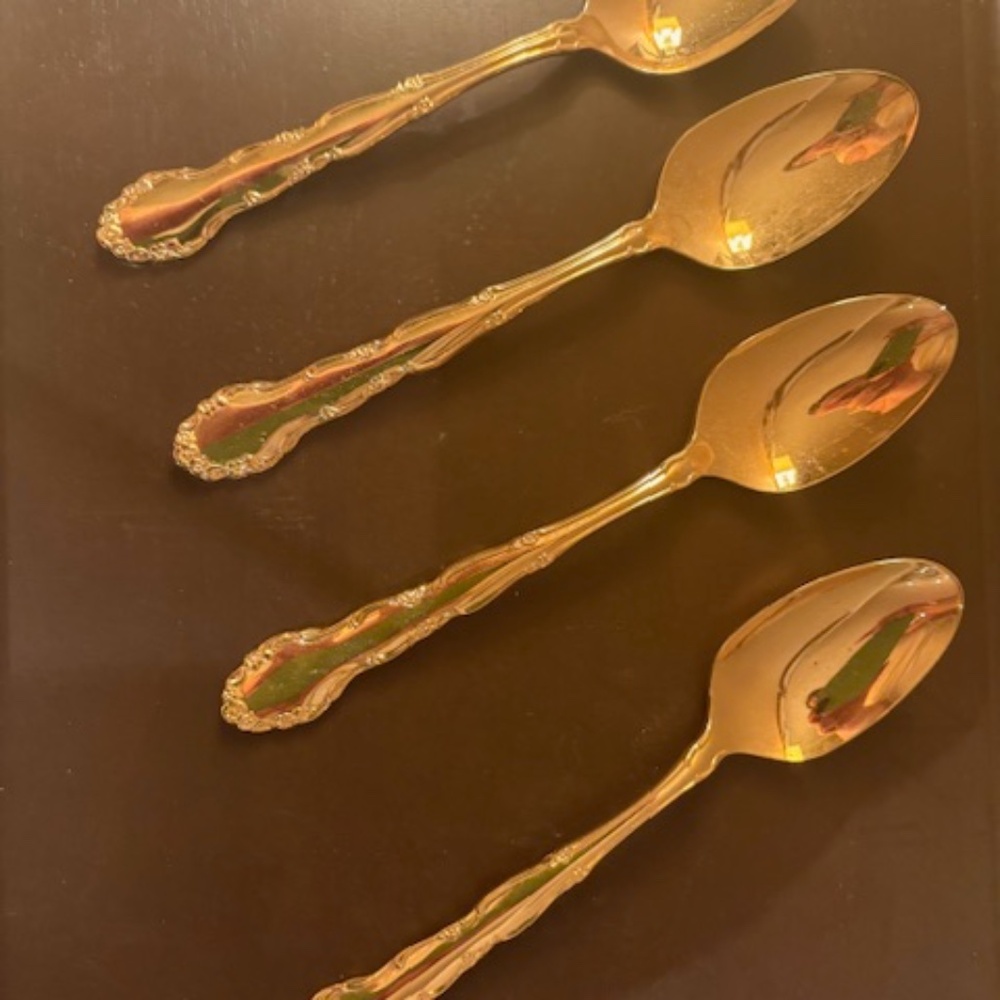 Lot of Gold-Plated Oneida 1881 Rogers Flatware (Flirtation Pattern)
